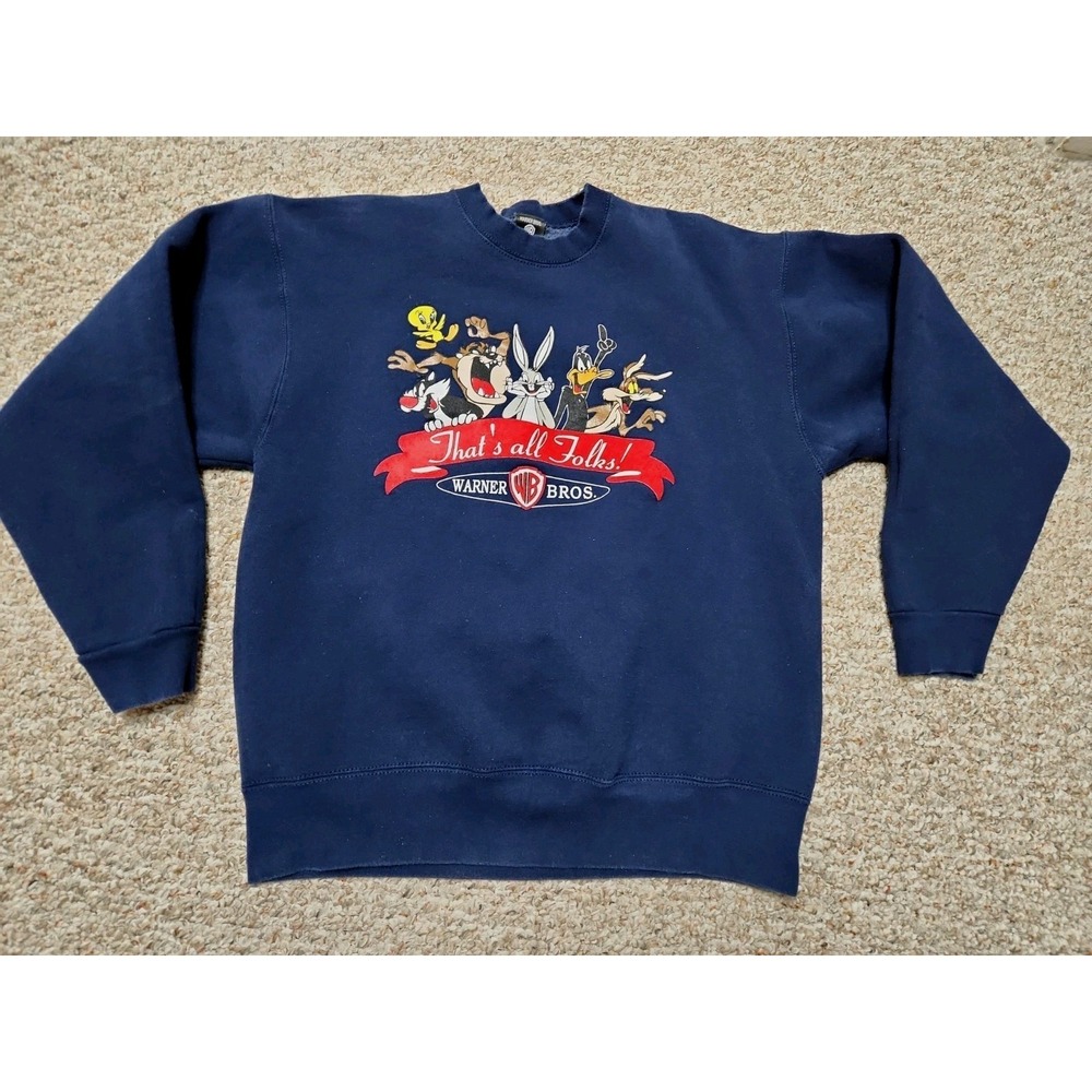Warner Bros Studio Store Vtg‎  90s Looney Tunes That's All Folks! XL Sweatshirt
